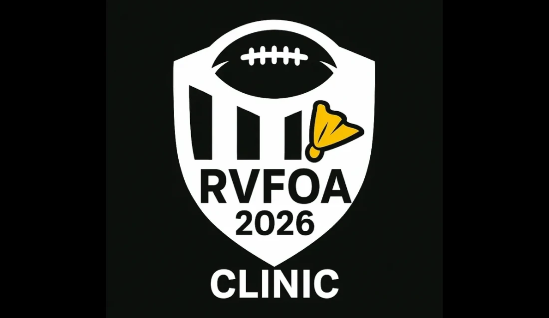 RVFOA 2026 Clinic logo with football.