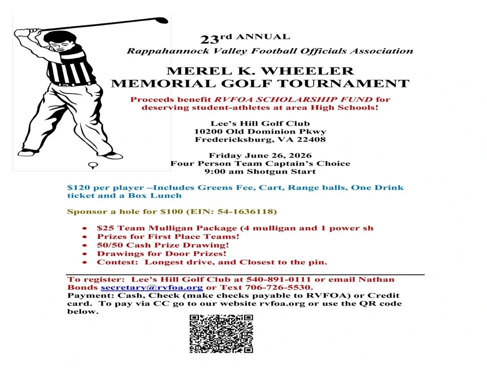 Flyer for the 23rd Annual Mebrl K. Wheeler Memorial Golf Tournament.